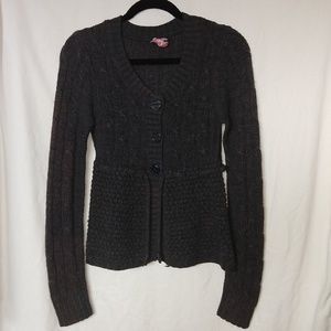 Junior's Large Derek Heart Gray Button cardigan